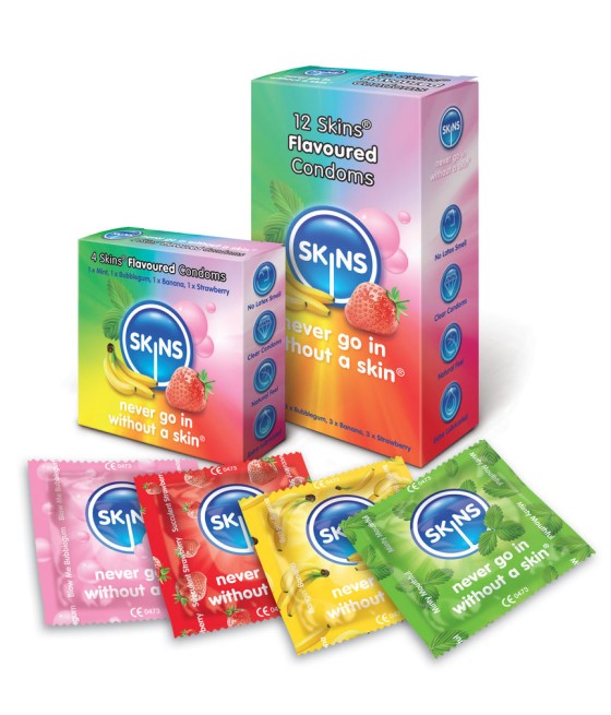 TengoQueProbarlo SKINS - PRESERVATIVO SABORES VARIOS 12 UDS SKINS  Anticonceptivos y Preservativos de Sabores