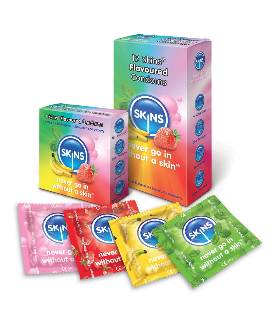 TengoQueProbarlo SKINS - PRESERVATIVO SABORES VARIOS 12 UDS SKINS  Anticonceptivos y Preservativos de Sabores