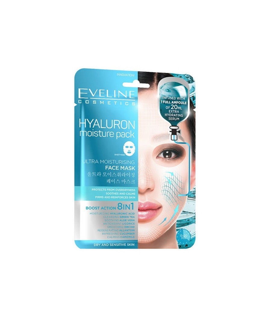 TengoQueProbarlo Eveline Mascarilla Hidratante Facial con Ácido Hialurónico 8 en 1 EVELINE  Mascarillas
