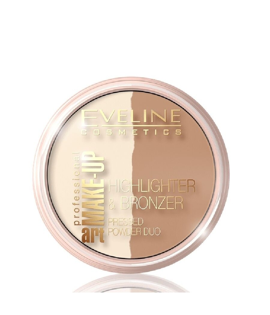 Eveline Highlighter And Bronzer Pressed Powder Duo Face Make Up Dark Glam