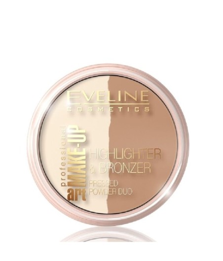 Eveline Highlighter And Bronzer Pressed Powder Duo Face Make Up Dark Glam