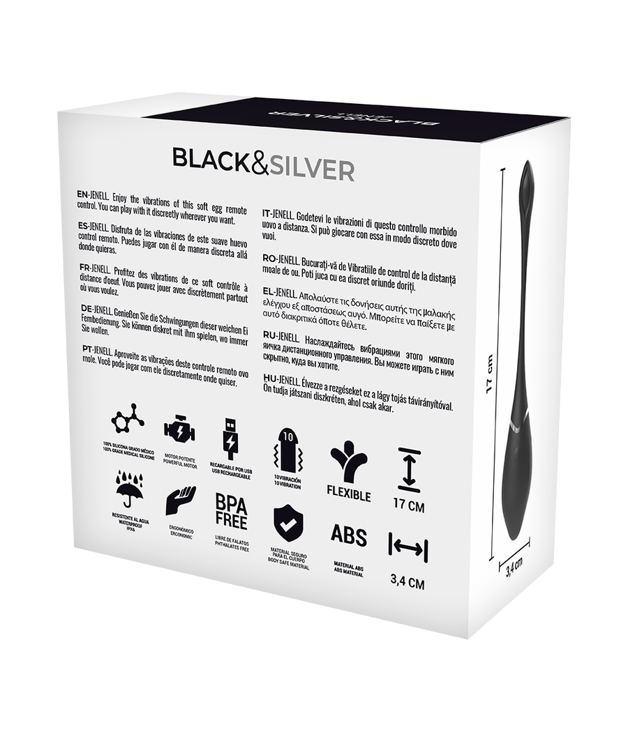 TengoQueProbarlo BLACK&SILVER- JENELL HUEVO VIBRADOR RECARGABLE BLACK&SILVER  Huevos Vibradores Control Remoto