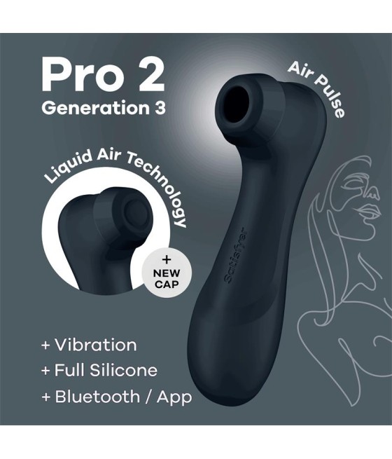 TengoQueProbarlo Pro 2 Gen 3 Liquid Air Technology Succi?n y Vibraci?n App Connect Negro SATISFYER  Estimulador de Clítoris y Su