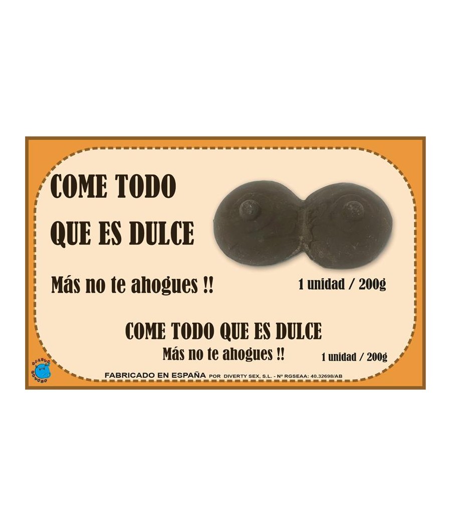 TengoQueProbarlo Chocolatina Chocolate Puro Forma de Pecho 200 gr DIVERTY SEX  Golosinas Eróticas Divertidas