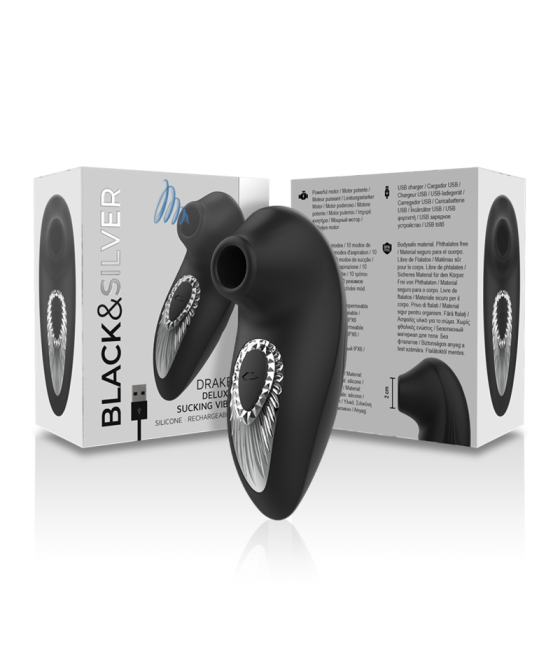TengoQueProbarlo BLACK&SILVER - DRAKE DELUXE SUCKING VIBE SILICONA RECARGABLE NEGRO BLACK&SILVER  Huevos Vibradores Control Remo