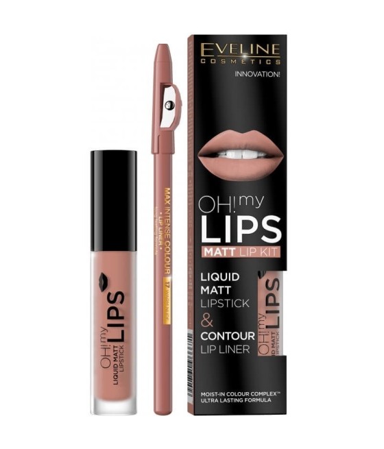 Eveline Oh! My Lips Matt Lip Kit Liquid Matt Lipstick and Contour Lip Liner