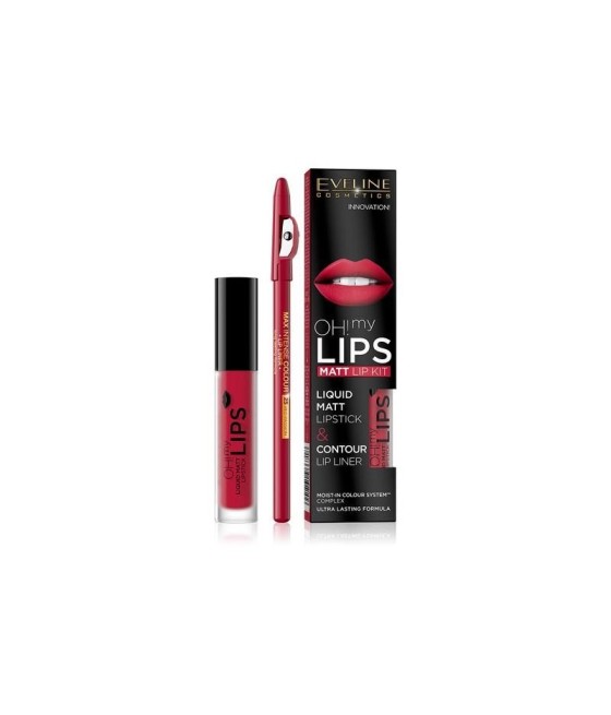 TengoQueProbarlo Eveline Oh! My Lips Matt Lip Kit Liquid Matt Lipstick and Contour Lip Liner EVELINE  Labios